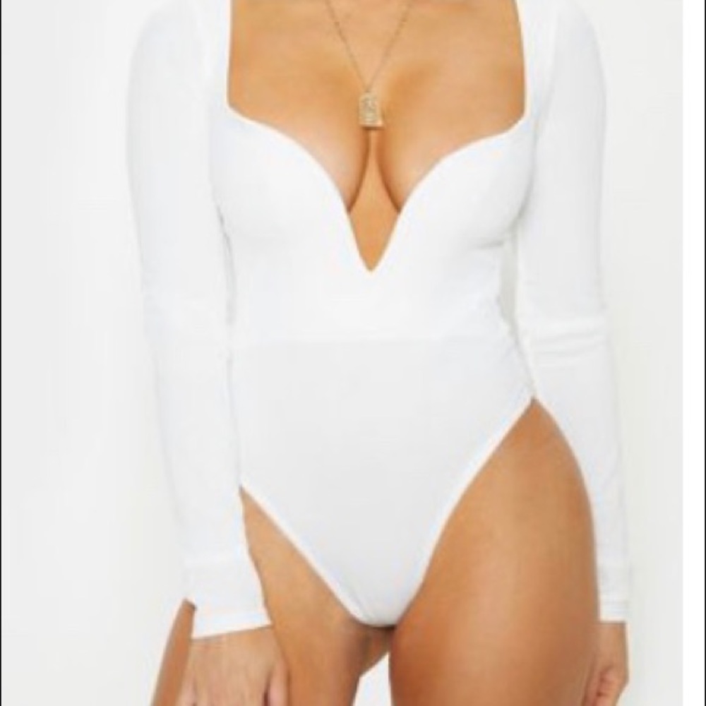 Petite White Long Sleeve Bodysuit
